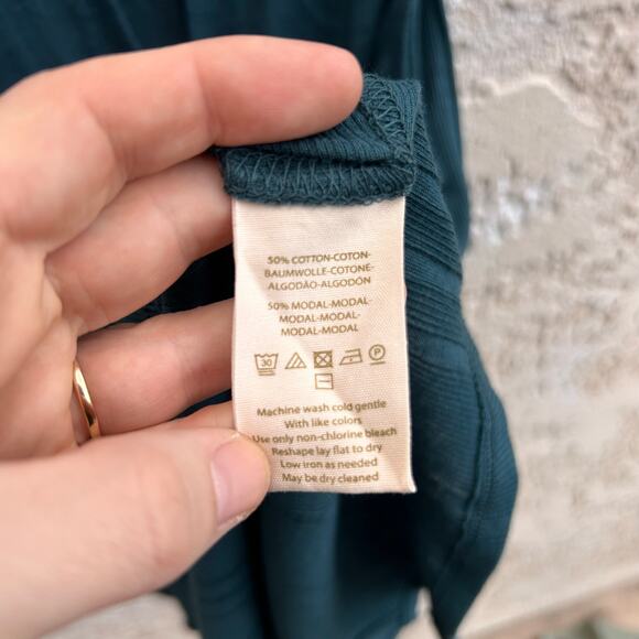 Free People Faye Green Ribbed Keyhole Tank Size Small - Picture 5 of 5